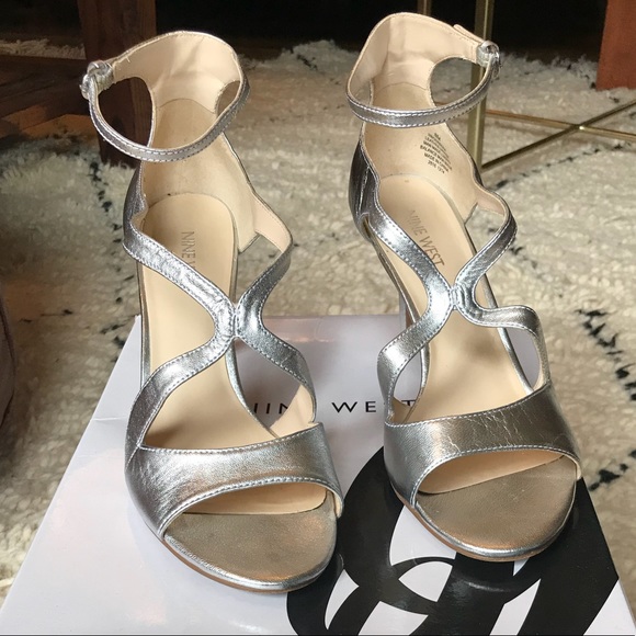 nine west shoes silver heels